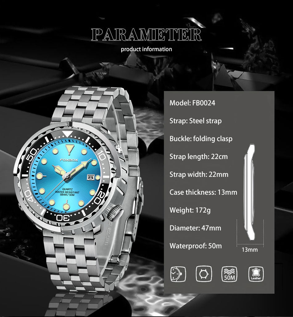 Lige Fashion Mens Watches Foxbox Top Brand Luxury 5ATM Sports Waterproof Quartz Date Luminous Watch The Clothing Company Sydney
