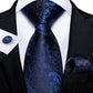 3 Piece Classic 100% Silk Men's Ties 8cm Blue Plaid Dot Striped Business Necktie Handkerchief Wedding Party Tie Set The Clothing Company Sydney