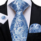 3 Piece Classic 100% Silk Men's Ties 8cm Blue Plaid Dot Striped Business Necktie Handkerchief Wedding Party Tie Set The Clothing Company Sydney