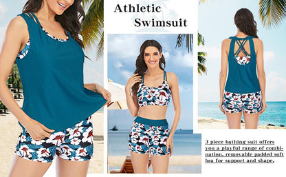 Two Piece Plus Size Tankini Swimming suits Swimwear Patchwork Bikini White boho Printed Swimsuit The Clothing Company Sydney