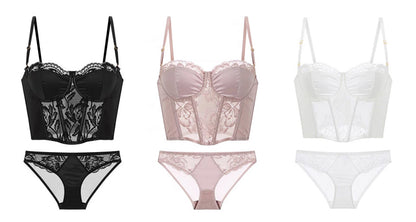 Lace Embroidery Bra Set Lingerie Steel Rubber Bone Push Up Bras French Brassiere Top and Panty Set Underwear The Clothing Company Sydney