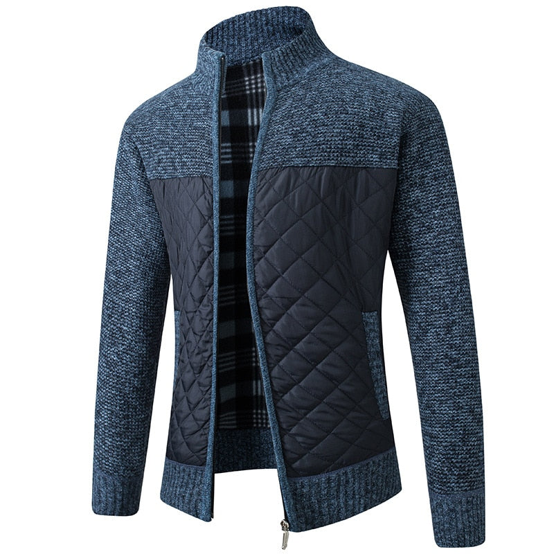 Autumn Winter Men's Jacket Slim Fit Stand Collar Zipper Solid Thick Warm Jacket Cardigan Sweater The Clothing Company Sydney