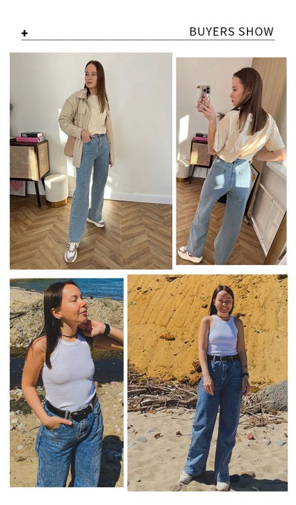Y2k Wide Leg Pants High Waist Mom Jeans Fashion Denim Trousers Blue Jeans The Clothing Company Sydney