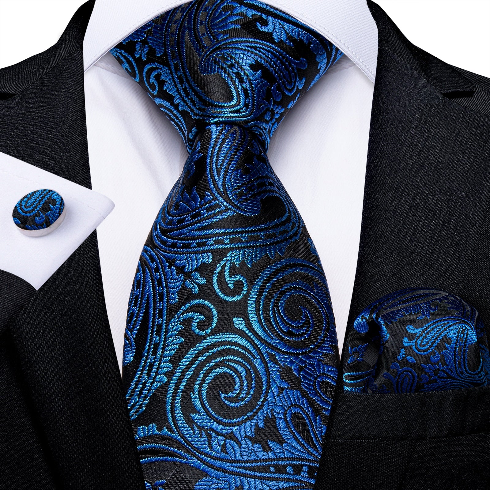 3 Piece Classic 100% Silk Men's Ties 8cm Blue Plaid Dot Striped Business Necktie Handkerchief Wedding Party Tie Set The Clothing Company Sydney