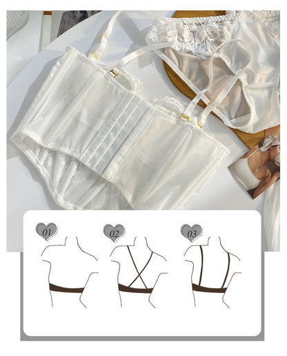 Lace Embroidery Bra Set Lingerie Steel Rubber Bone Push Up Bras French Brassiere Top and Panty Set Underwear The Clothing Company Sydney