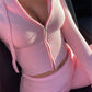 Women's Spring Outfits Casual Zipper Sweater Hoodie Set High Waist Flare Pants Suits Pink Knitted Y2k Two Piece Set The Clothing Company Sydney