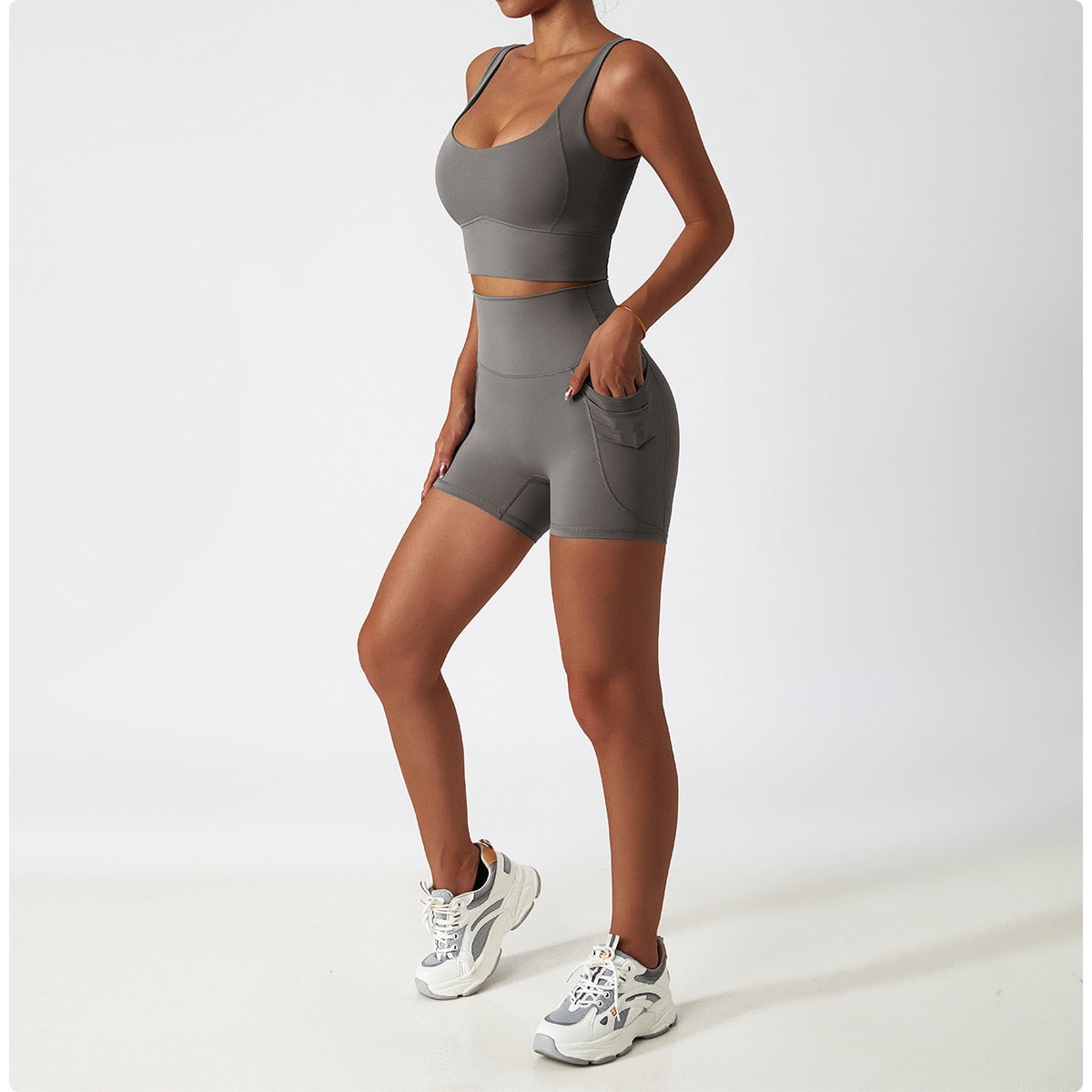 2 Piece Women Yoga Set Seamless Workout Suit Sportswear Gym Clothing Fitness Bra High Waist Leggings Sports Shorts Sports Suits The Clothing Company Sydney