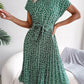 Floral Pleated A Line Long Dress Spring Summer Short Sleeve High Waist Chic Dress The Clothing Company Sydney