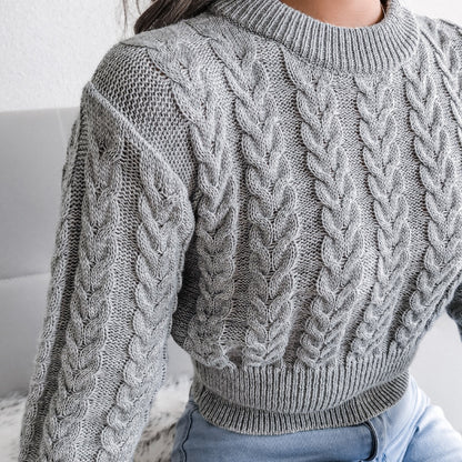 Women's Autumn Winter Long Sleeve Twist Neck Knit Crop Sweater Fashion Slim All Match Pullover Jumper Top The Clothing Company Sydney