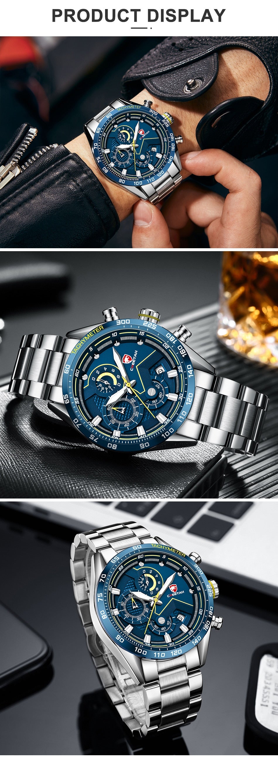 CHEETAH Men's Top Luxury Brand Stainless Steel Business Quartz Watches Chronograph Casual Sport Wrist Watches for Men The Clothing Company Sydney