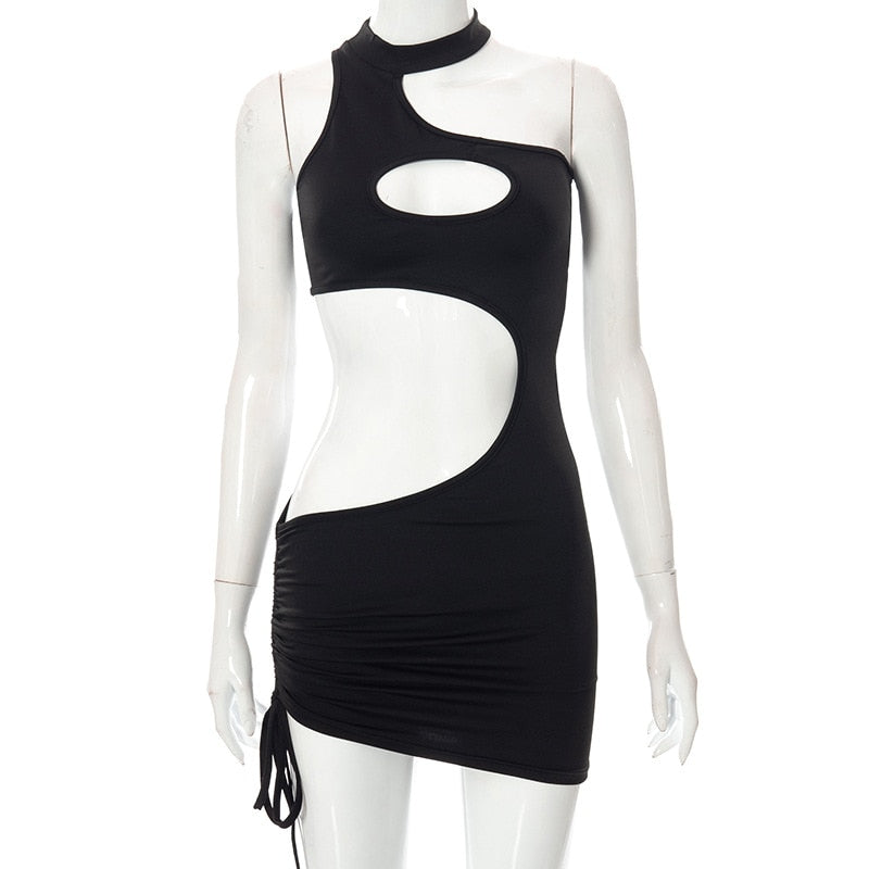 Irregular Cut Out Mini Bodycon Dress Summer Going Out Club Wear Outfits White Black Dresses The Clothing Company Sydney