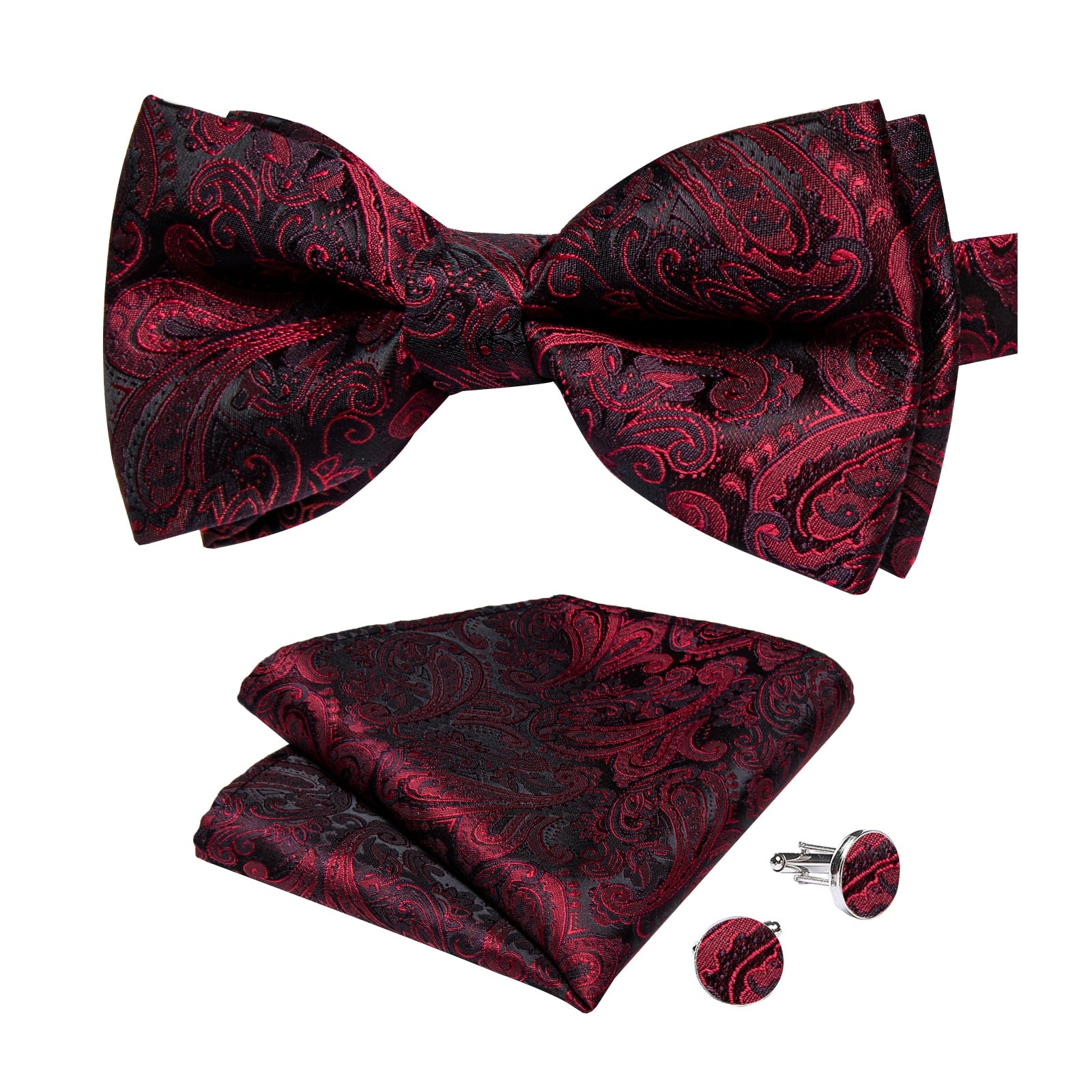 Wedding Bow Tie for Men Classic Red Pre-tied Bowtie Cufflinks Corsage Set for Party Silk Butterfly Knot Gift  Set The Clothing Company Sydney