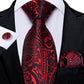 Designer Wedding Men's Tie Red  Solid Striped Paisley Neckties For Men Business Hanky Cufflinks Tie Set The Clothing Company Sydney