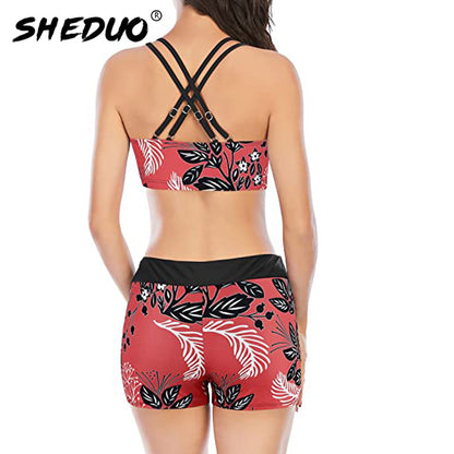 Two Piece Plus Size Tankini Swimming suits Swimwear Patchwork Bikini White boho Printed Swimsuit The Clothing Company Sydney