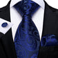 Classic 100% Silk Men's Ties 8cm Blue Plaid Dot Striped Business Necktie Handkerchief Wedding Party Tie Set The Clothing Company Sydney