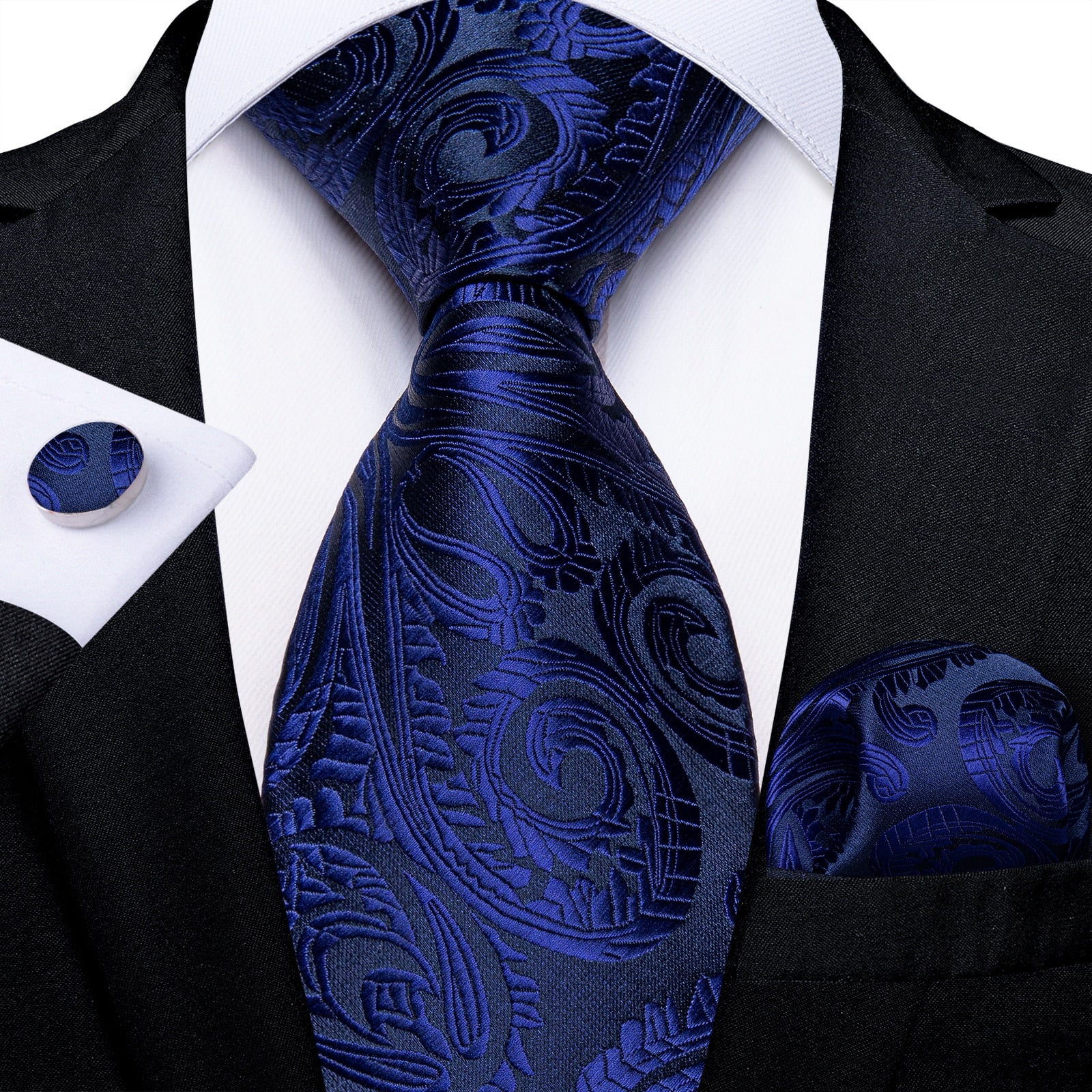 Classic 100% Silk Men's Ties 8cm Blue Plaid Dot Striped Business Necktie Handkerchief Wedding Party Tie Set The Clothing Company Sydney