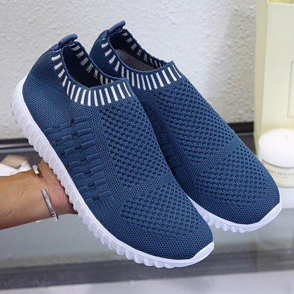 Breathable Mesh Sneakers Summer Slip on Soft Bottom Running Shoes Woman Plus Size Elastic Knit Casual Flats The Clothing Company Sydney