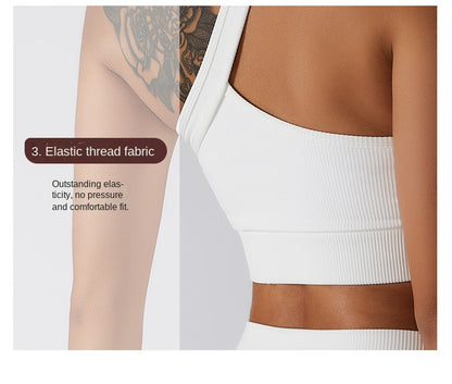 Seamless Thread Fabric Fitness Bra Single Shoulder Strap Gym Top Sports Underwear Outerwear Running Yoga Clothes The Clothing Company Sydney