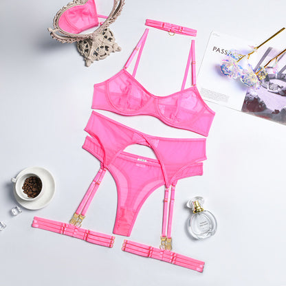 4 Piece Lingerie Underwear Bra Garters Brief Sets Transparent Lace Seamless Panties Set The Clothing Company Sydney