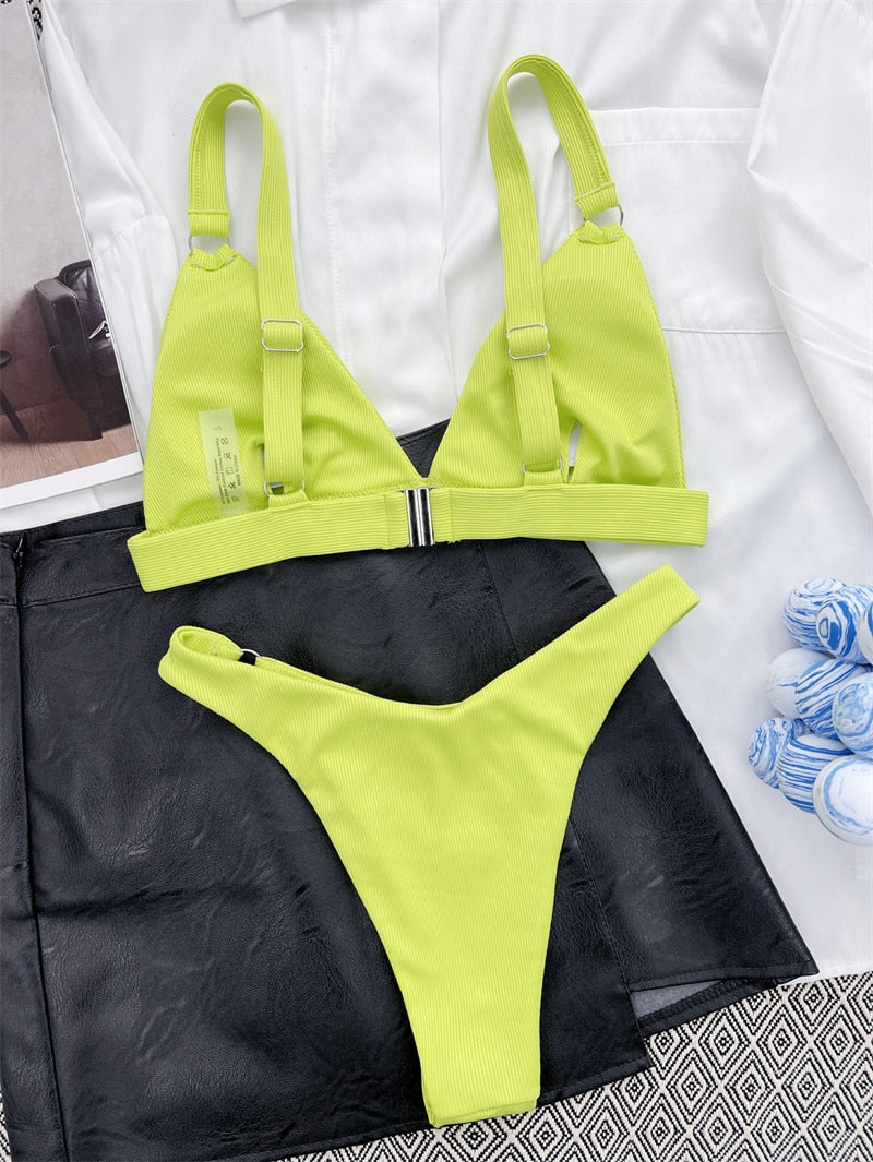 2 Piece 10 Colors Swimsuit Halter Brazilian Bikini Women Swimwear Push Up Bikini Set Ring Bathing Suit The Clothing Company Sydney