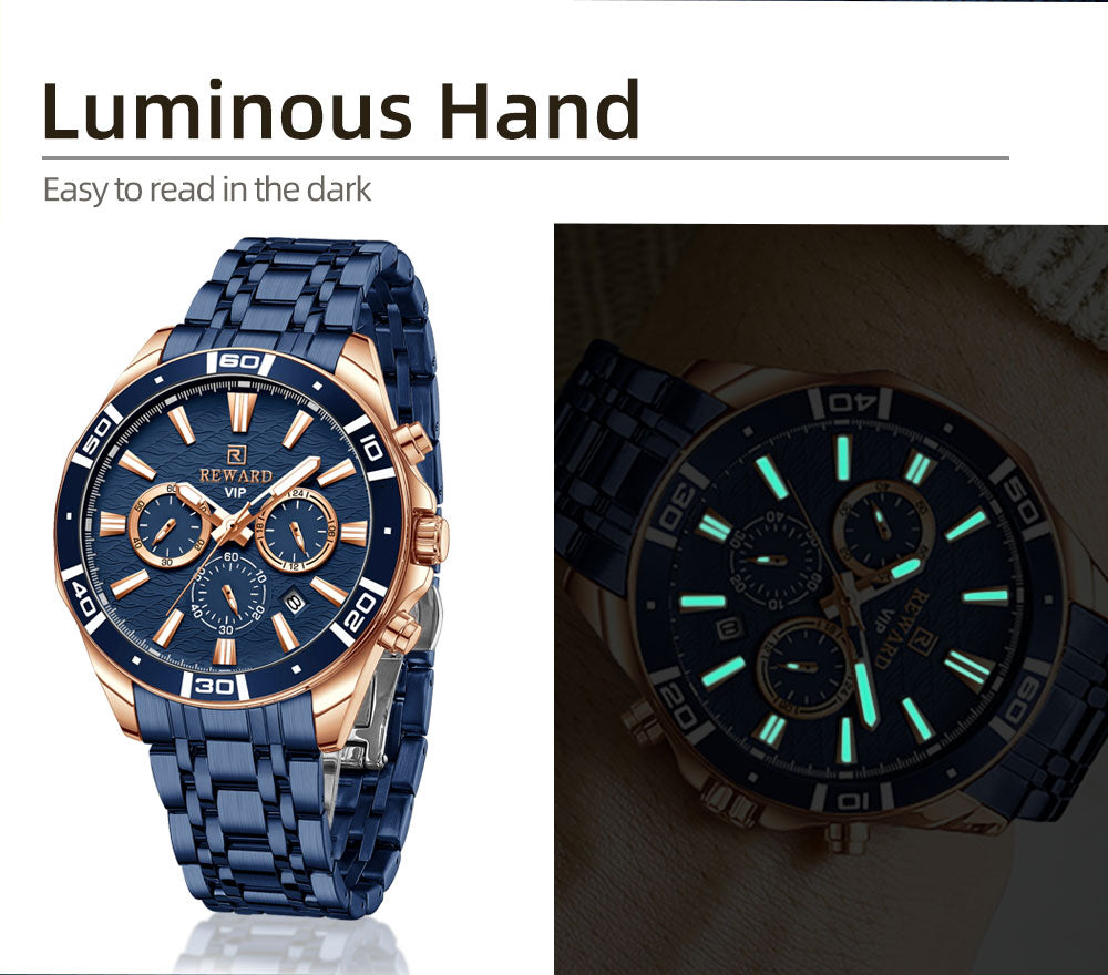 Mens Watch Waterproof Sport Wristwatch for Men Stainless Steel Business Quartz Watches Clock Gift for Father Birthday The Clothing Company Sydney