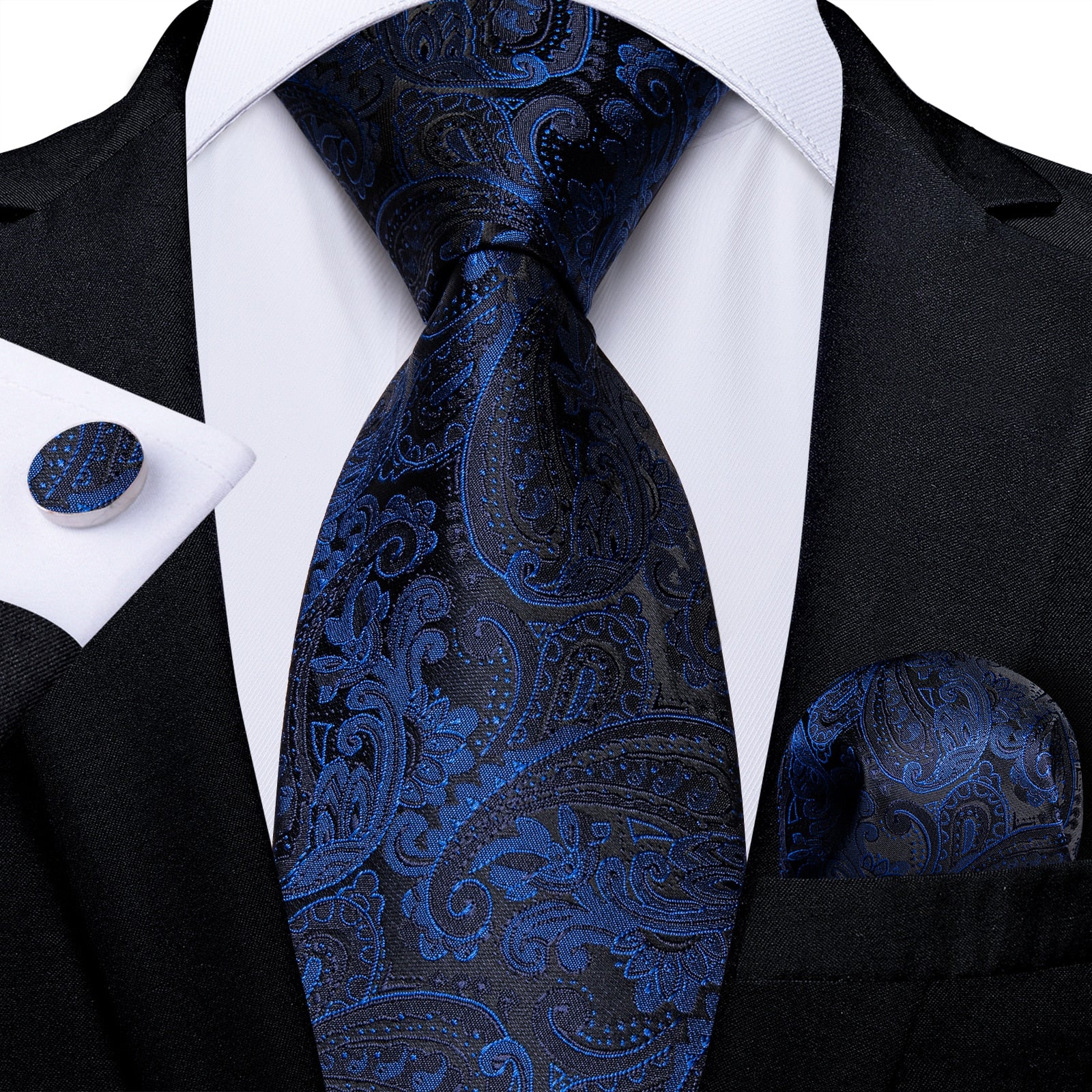 3 Piece Classic 100% Silk Men's Ties 8cm Blue Plaid Dot Striped Business Necktie Handkerchief Wedding Party Tie Set The Clothing Company Sydney