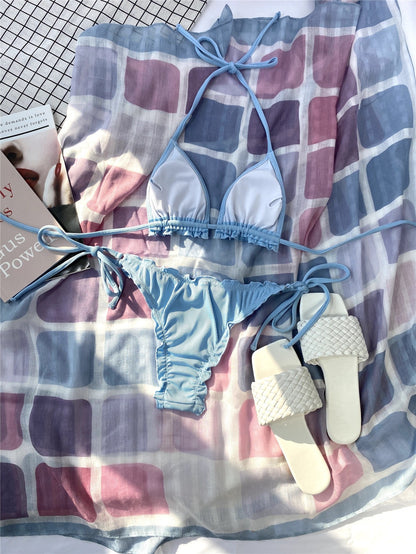 Neon Lime Rib Triangle Tie Side Bikini Swimsuit Women Two Piece Swimwear Bikini Set Summer Beach Bathing Suit The Clothing Company Sydney