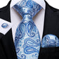 3 Piece Classic 100% Silk Men's Ties 8cm Blue Plaid Dot Striped Business Necktie Handkerchief Wedding Party Tie Set The Clothing Company Sydney