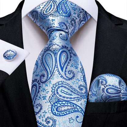 3 Piece Classic 100% Silk Men's Ties 8cm Blue Plaid Dot Striped Business Necktie Handkerchief Wedding Party Tie Set The Clothing Company Sydney