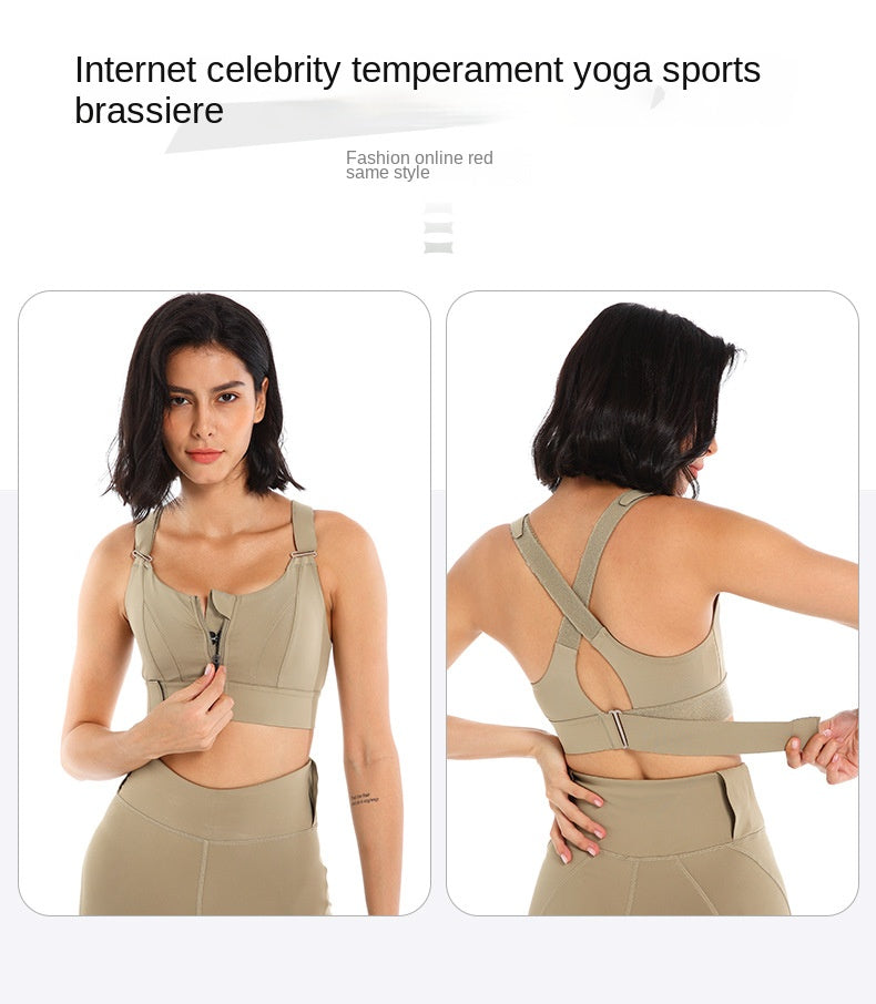Front Zipper Sports Bra Gym Plus Size 5XL Velcro Adjustable Fitness Yoga Shockproof High Support All-in-one Bras Top The Clothing Company Sydney