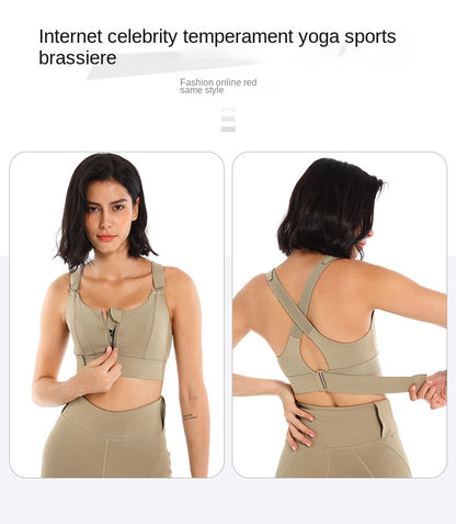 Front Zipper Sports Bra Gym Plus Size 5XL Velcro Adjustable Fitness Yoga Shockproof High Support All-in-one Bras Top The Clothing Company Sydney