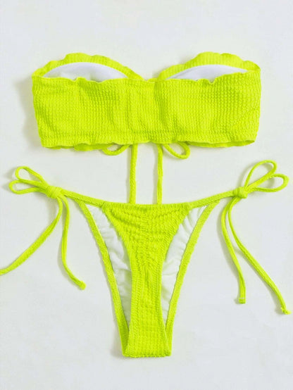Tie Front Bandeau Thong Bikinis Two Piece Swimwear Swimsuit Bikini Set Summer Beach Bathing Suit The Clothing Company Sydney