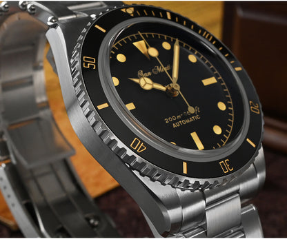 San Martin Men's 38mm Diver 6200 Retro Water Ghost Luxury Sapphire NH35 Automatic Mechanical Vintage 20Bar Luminous Watch Clothing Company Sydney