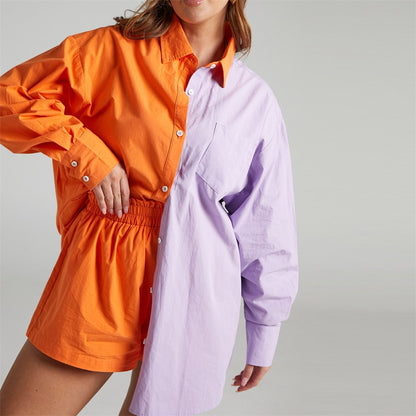 Women's Tracksuits Shirt With Mini Shorts Cotton Two Pieces Sets Fashion Clothing Outfits Blouse Set The Clothing Company Sydney