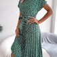 Floral Pleated A Line Long Dress Spring Summer Short Sleeve High Waist Chic Dress The Clothing Company Sydney