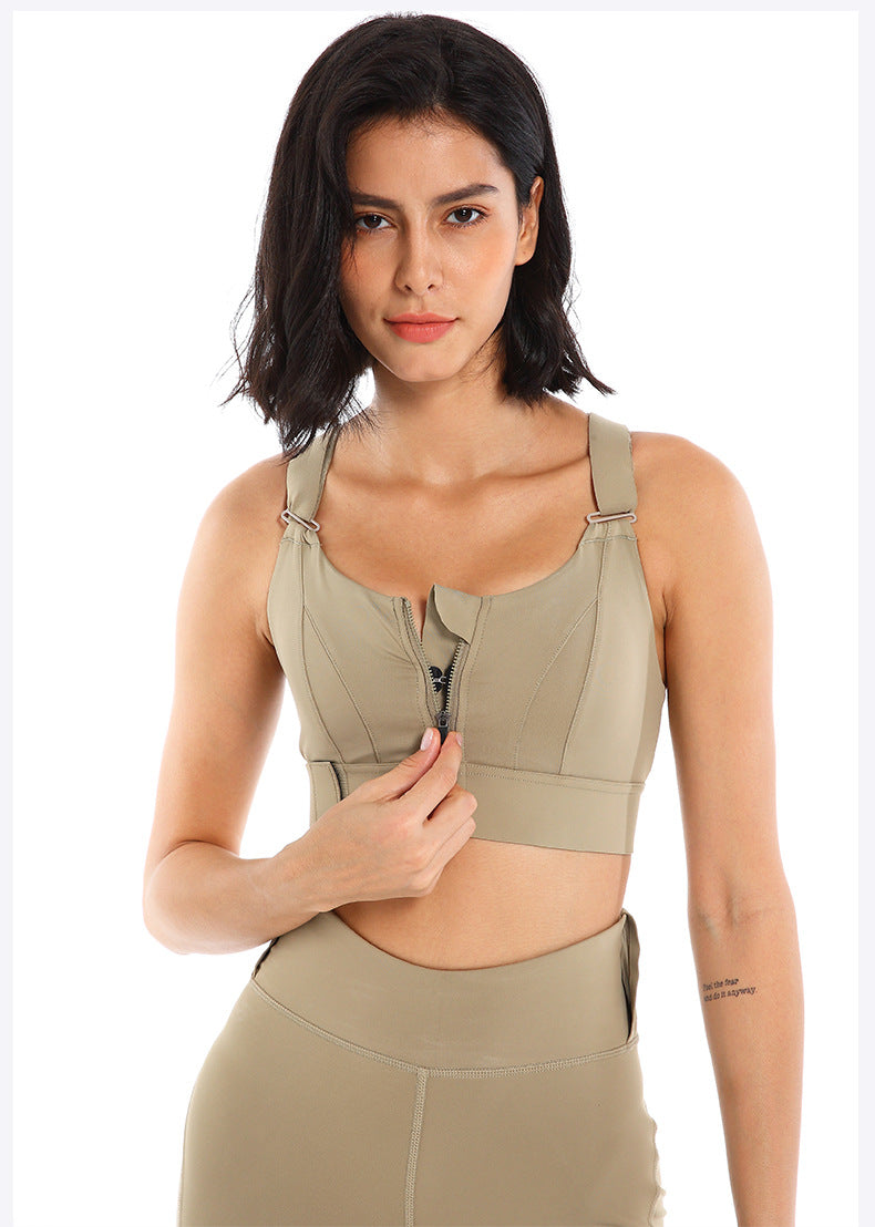 Front Zipper Sports Bra Gym Plus Size 5XL Velcro Adjustable Fitness Yoga Shockproof High Support All-in-one Bras Top The Clothing Company Sydney