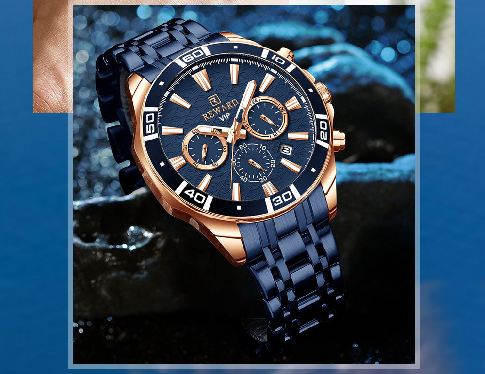 Mens Watch Waterproof Sport Wristwatch for Men Stainless Steel Business Quartz Watches Clock Gift for Father Birthday The Clothing Company Sydney