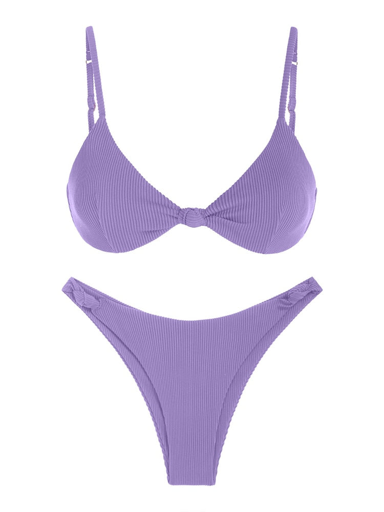 Knotted Textured Cheeky Bikini Swimwear Cami Bikini Two Piece Swimsuit Two-Piece Suits The Clothing Company Sydney
