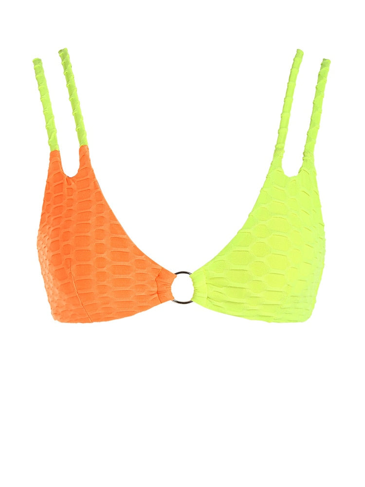 Two Tone Color Block O-ring Honeycomb Textured Bikini Swimwear Mix & Match Swimsuit Separates Beach Top And Bottom The Clothing Company Sydney