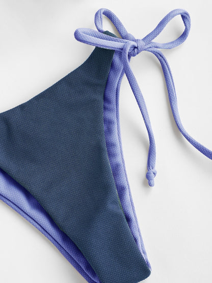 Micro G String Color Block Textured Halter String Bikini Set Two-Piece Suits Swim Party Wear The Clothing Company Sydney