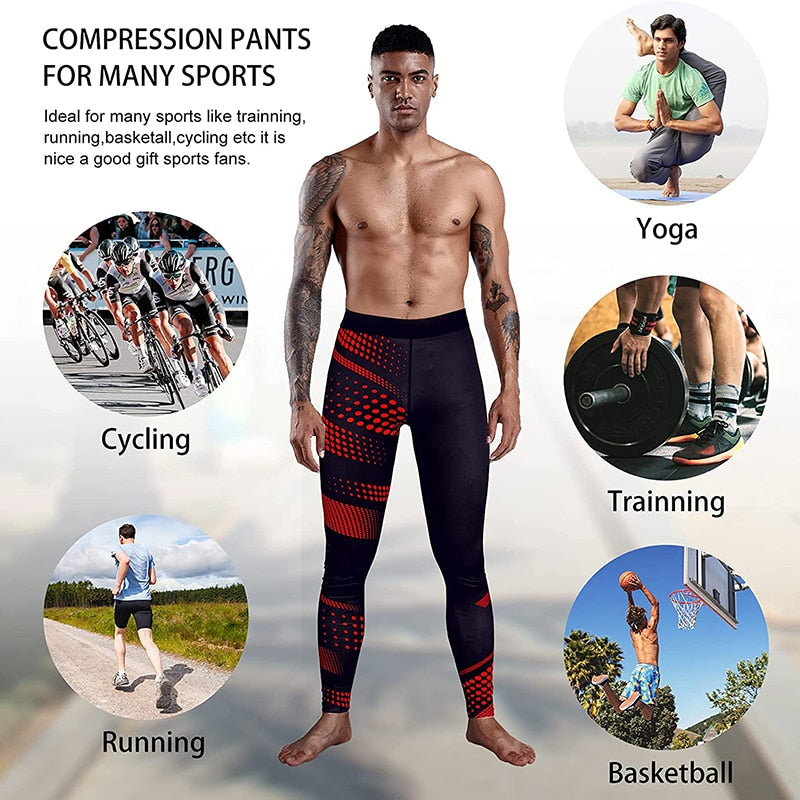 Running Compression Leggings Men's Sports Quick-drying Tights Stretchy Training Pants Gym Fitness Print Men Jogger The Clothing Company Sydney