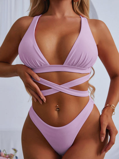 2 Piece Solid Swimsuit Swimwear Push Up Bikini Set Cross Bandage Bathing Suit Beach Wear Swimming Suit The Clothing Company Sydney