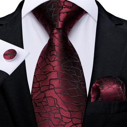 Designer Wedding Men's Tie Red  Solid Striped Paisley Neckties For Men Business Hanky Cufflinks Tie Set The Clothing Company Sydney