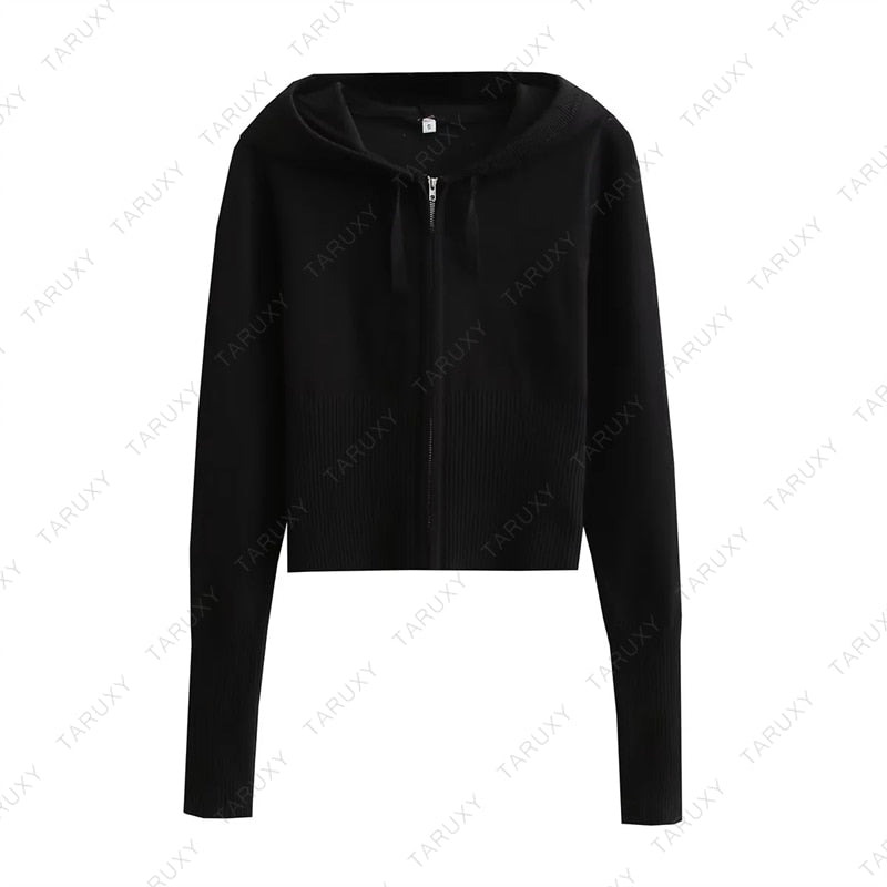 Women's Spring Outfits Casual Zipper Sweater Hoodie Set High Waist Flare Pants Suits Pink Knitted Y2k Two Piece Set The Clothing Company Sydney