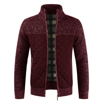Autumn Winter Men's Jacket Slim Fit Stand Collar Zipper Solid Thick Warm Jacket Cardigan Sweater The Clothing Company Sydney