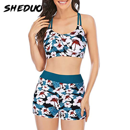 Two Piece Plus Size Tankini Swimming suits Swimwear Patchwork Bikini White boho Printed Swimsuit The Clothing Company Sydney