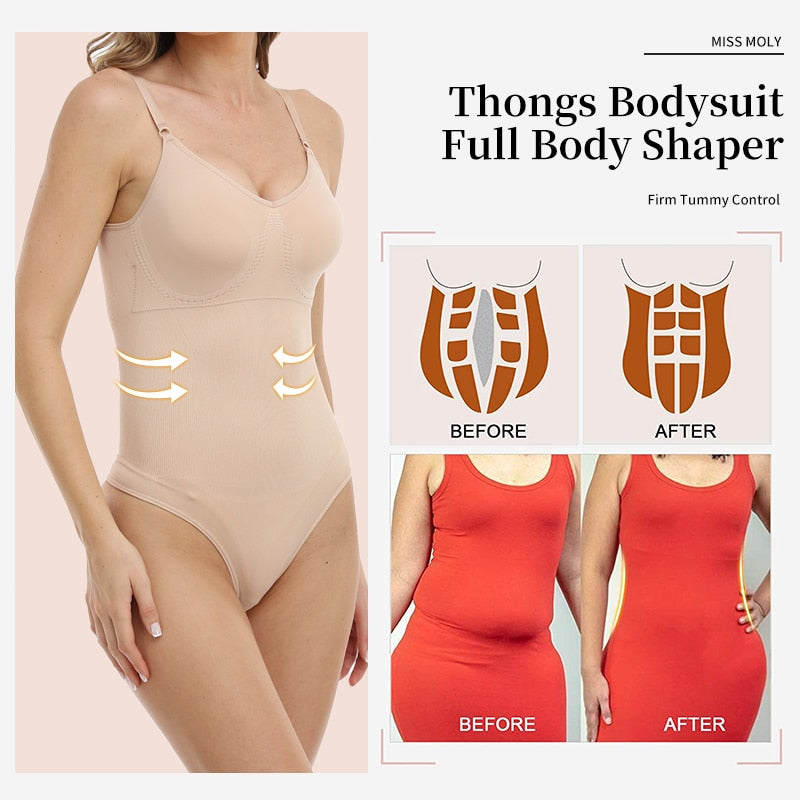 1 Piece Seamless Thongs Bodysuit Women's Shapewear Tummy Control Butt Lifter Smooth Invisible Under Dress Underwear Body Shaper The Clothing Company Sydney