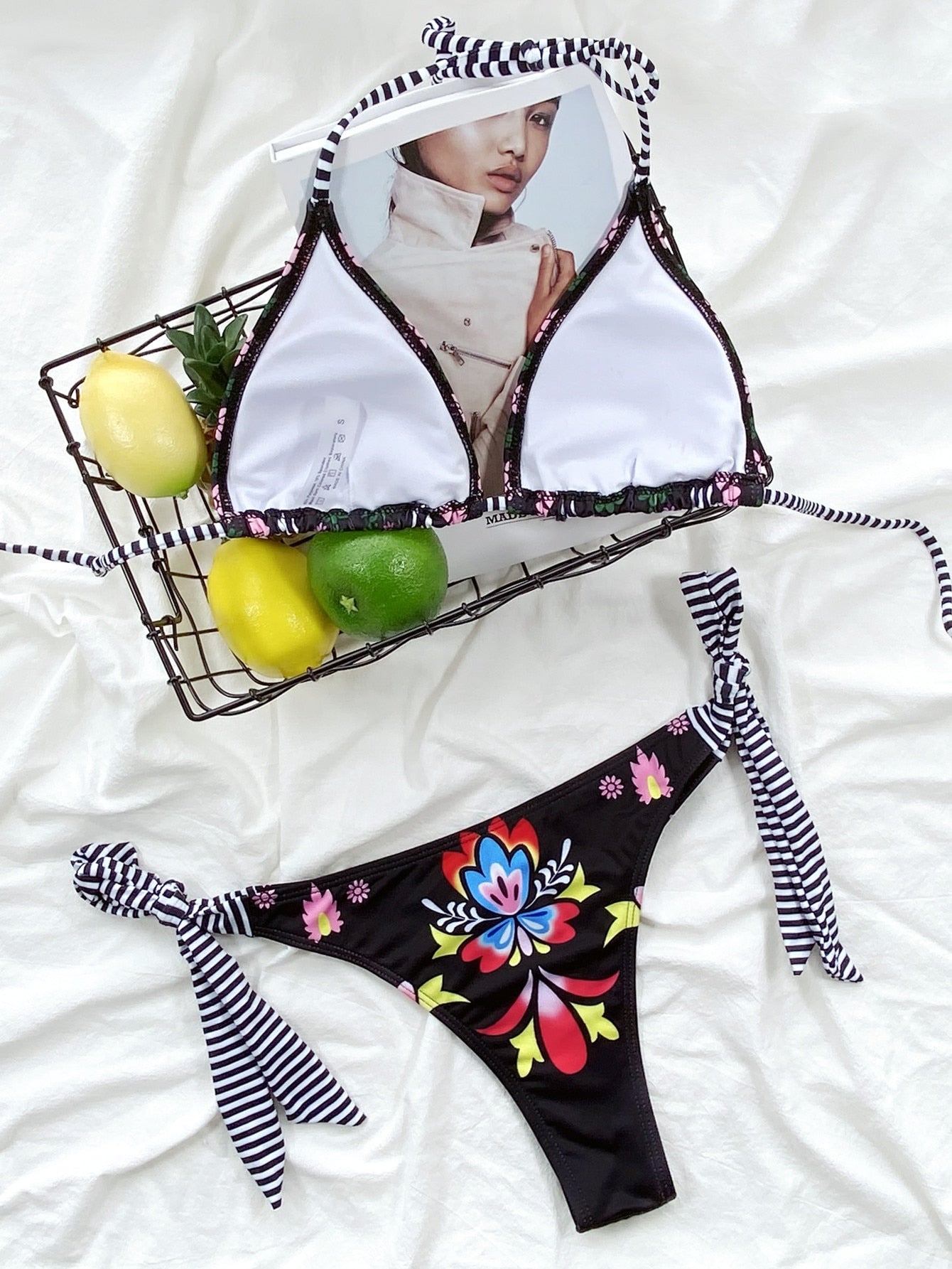 2 Piece Bikini Push Up Swimwear Floral Print Bikinis Set Back Lace-up Swimsuit Bathing Suit Beach Wear The Clothing Company Sydney
