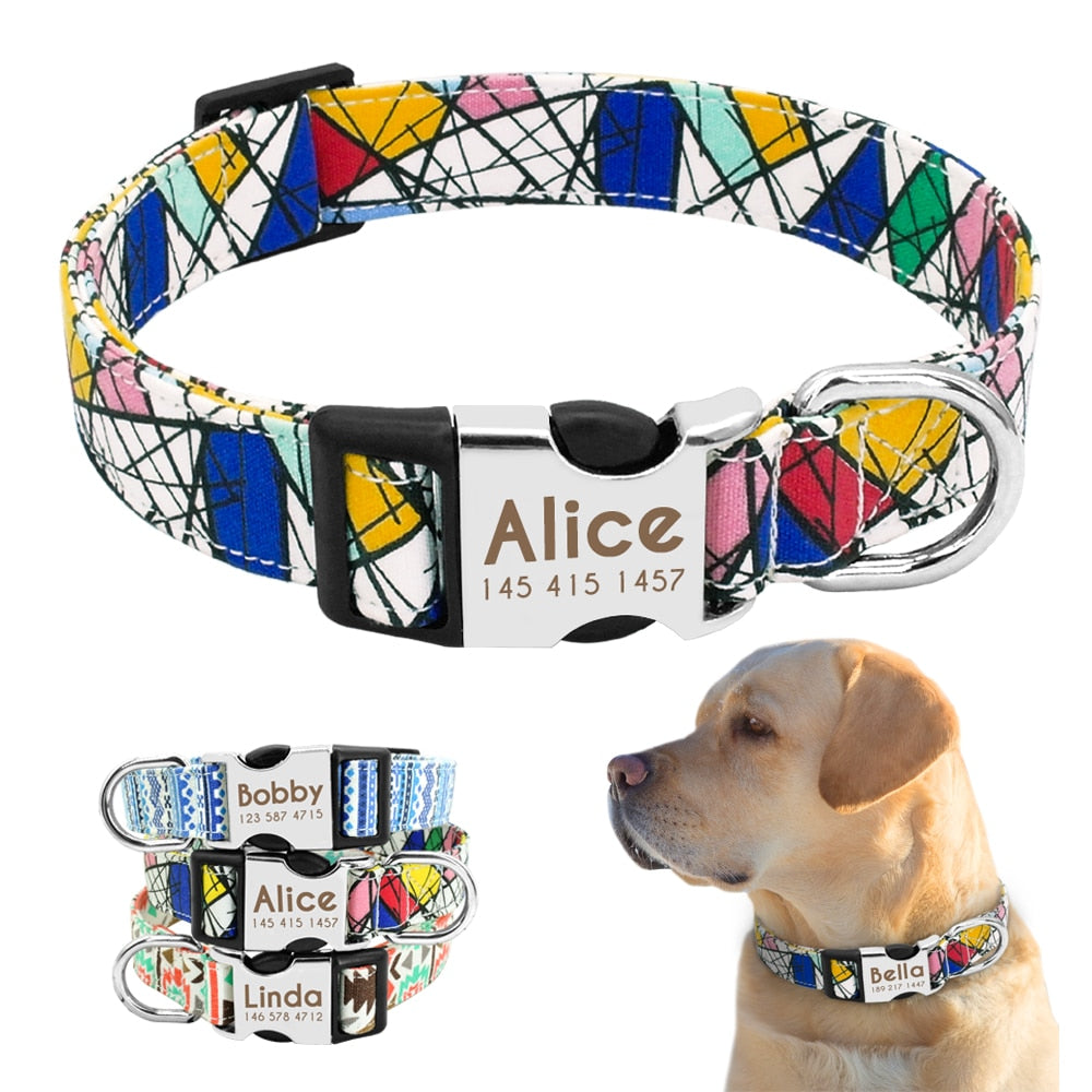 Nylon Personalized Pet Collar Engraved ID Tag Nameplate Reflective for Small Medium Large Dogs The Clothing Company Sydney