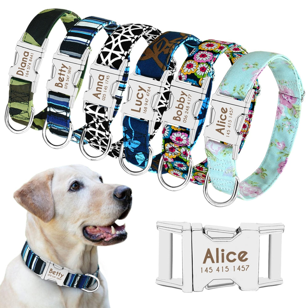 Nylon Personalized Pet Collar Engraved ID Tag Nameplate Reflective for Small Medium Large Dogs The Clothing Company Sydney